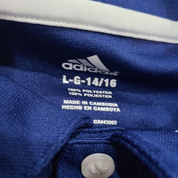 Adidas Lot Of 2 Kids Polo T-Shirts with Classic Collar and Stripes Sz.14-16 - Picture 4 of 8